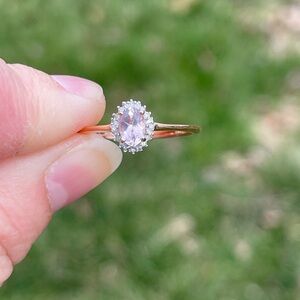 Pink morganite and diamond ring